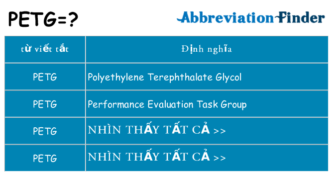 petg hiện những gì đứng cho