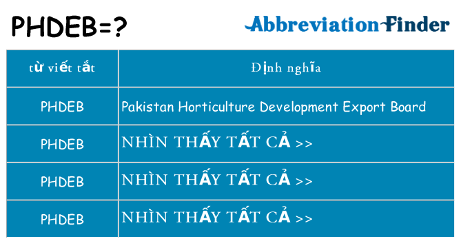 phdeb hiện những gì đứng cho