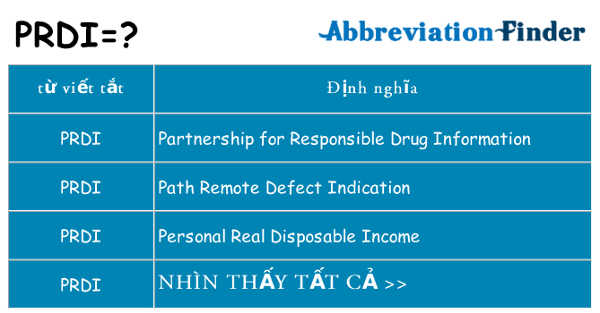 prdi hiện những gì đứng cho