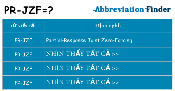 pr-jzf hiện những gì đứng cho