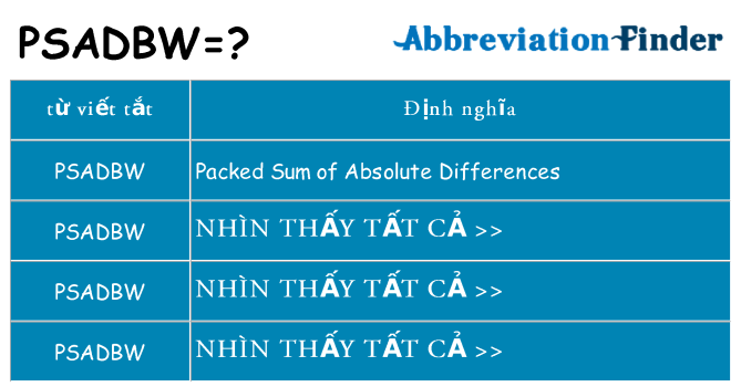 psadbw hiện những gì đứng cho