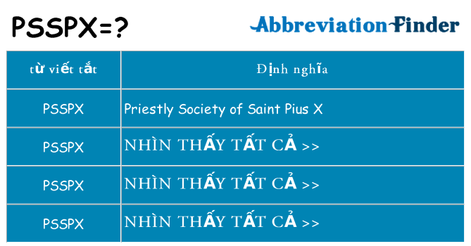 psspx hiện những gì đứng cho