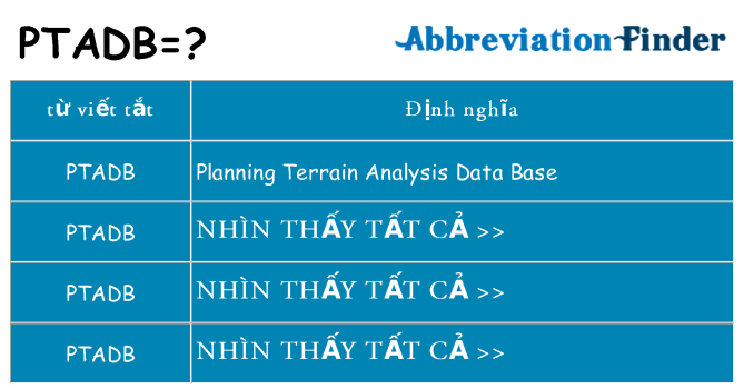 ptadb hiện những gì đứng cho