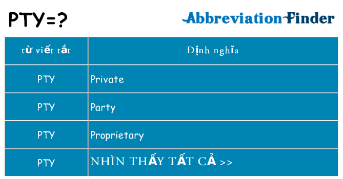 pty hiện những gì đứng cho