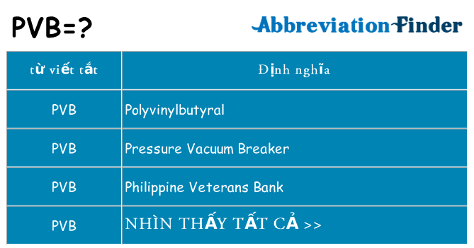 pvb hiện những gì đứng cho