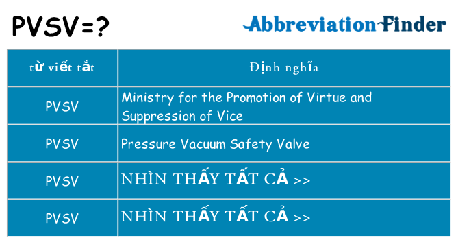 pvsv hiện những gì đứng cho