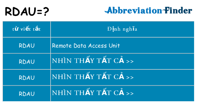 rdau hiện những gì đứng cho