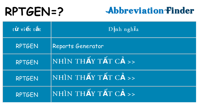 rptgen hiện những gì đứng cho