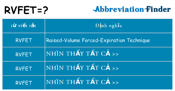 rvfet hiện những gì đứng cho