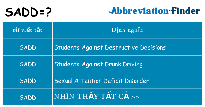 sadd hiện những gì đứng cho
