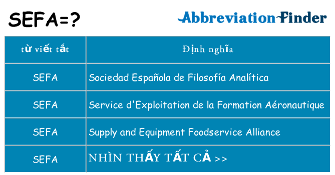 sefa hiện những gì đứng cho