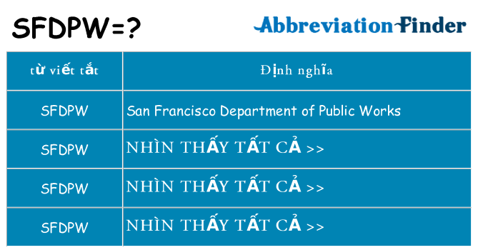 sfdpw hiện những gì đứng cho