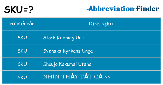 sku hiện những gì đứng cho
