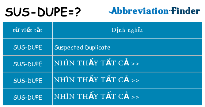 sus-dupe hiện những gì đứng cho