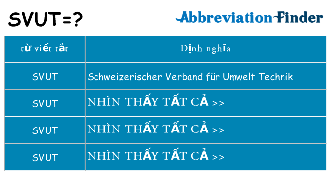 svut hiện những gì đứng cho