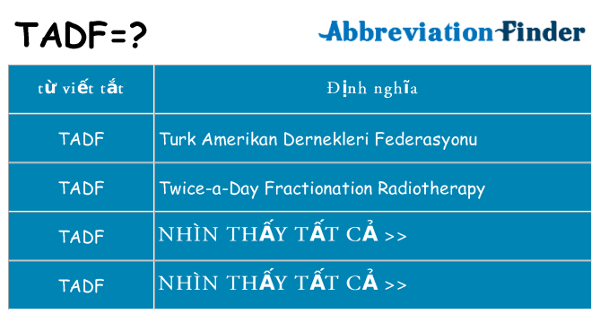 tadf hiện những gì đứng cho