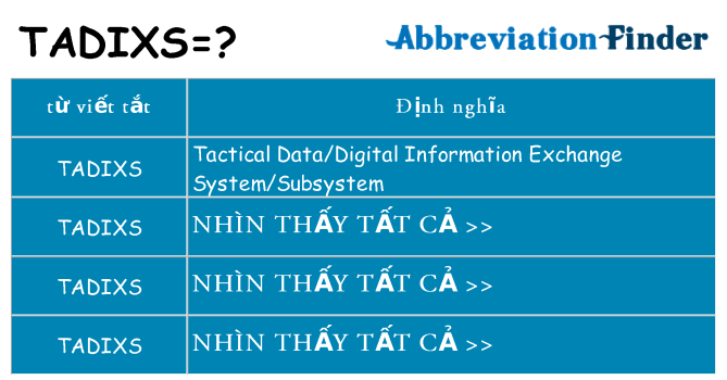 tadixs hiện những gì đứng cho