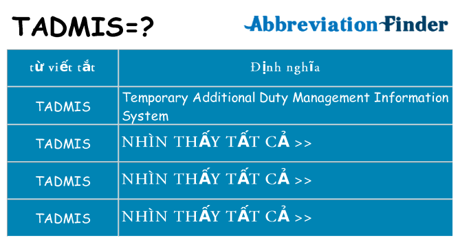 tadmis hiện những gì đứng cho