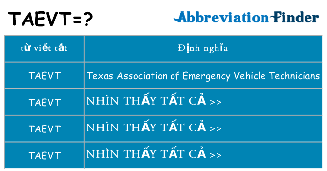 taevt hiện những gì đứng cho
