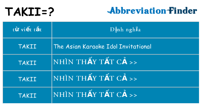takii hiện những gì đứng cho