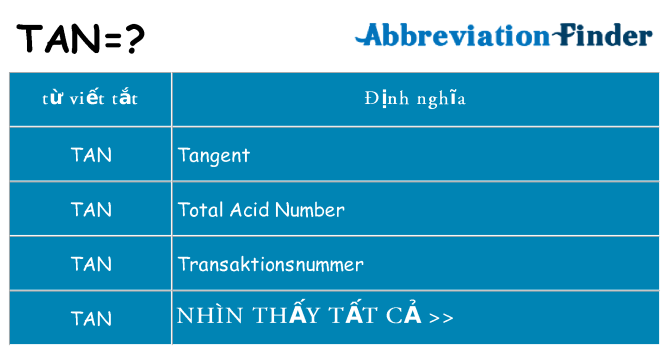 tan hiện những gì đứng cho