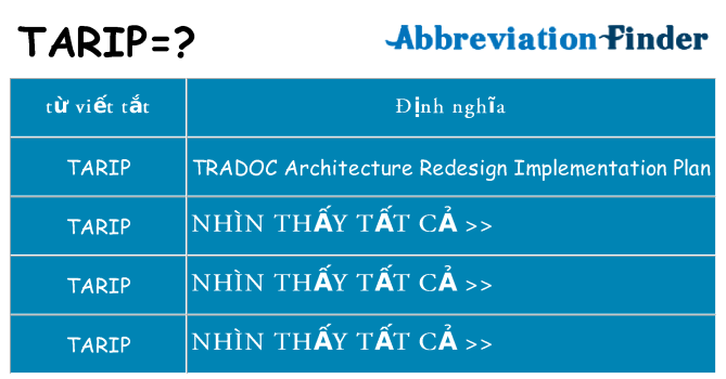 tarip hiện những gì đứng cho