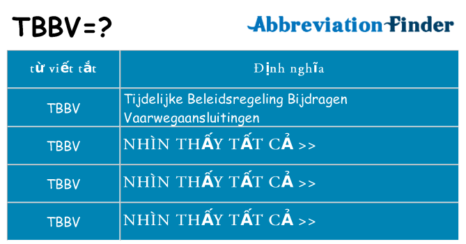 tbbv hiện những gì đứng cho