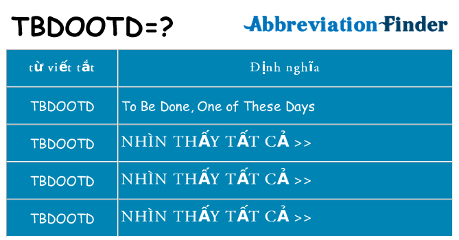 tbdootd hiện những gì đứng cho