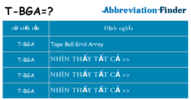 t-bga hiện những gì đứng cho