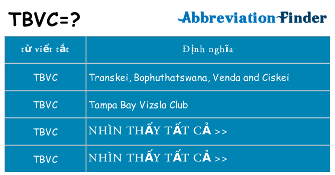 tbvc hiện những gì đứng cho