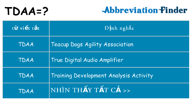 tdaa hiện những gì đứng cho