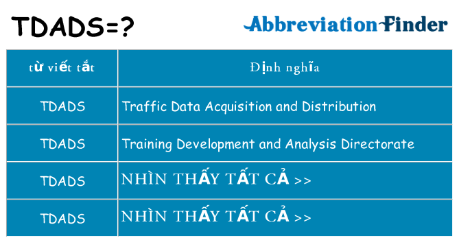 tdads hiện những gì đứng cho