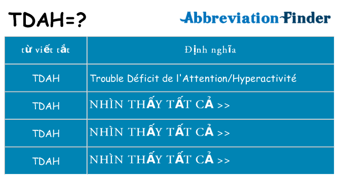 tdah hiện những gì đứng cho
