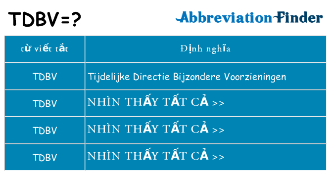 tdbv hiện những gì đứng cho