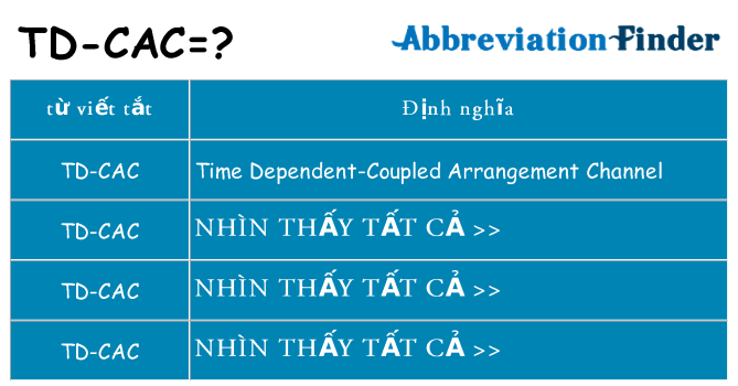 td-cac hiện những gì đứng cho