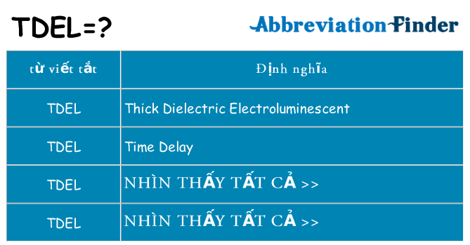tdel hiện những gì đứng cho