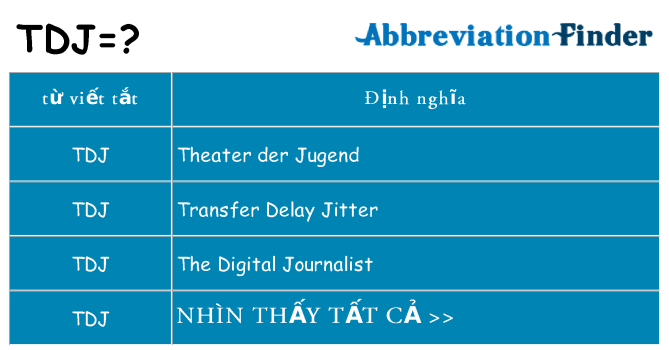 tdj hiện những gì đứng cho
