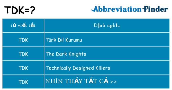 tdk hiện những gì đứng cho