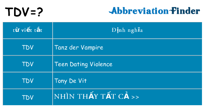 tdv hiện những gì đứng cho