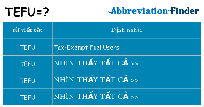 tefu hiện những gì đứng cho