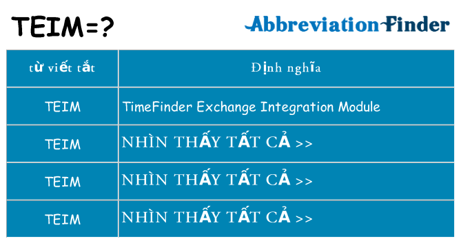 teim hiện những gì đứng cho