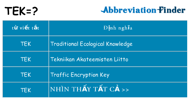 tek hiện những gì đứng cho