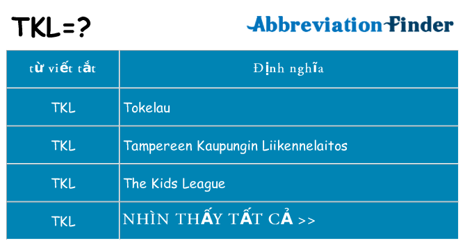 tkl hiện những gì đứng cho