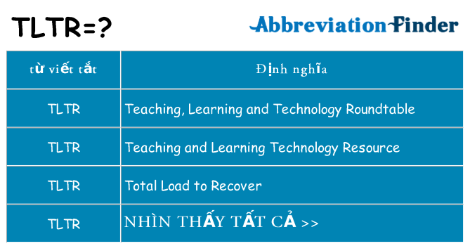 tltr hiện những gì đứng cho