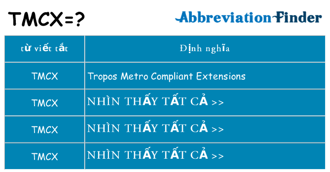 tmcx hiện những gì đứng cho