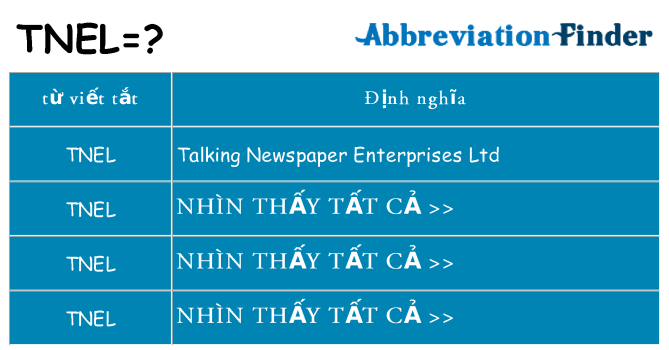 tnel hiện những gì đứng cho