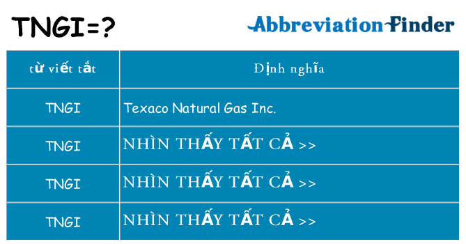 tngi hiện những gì đứng cho