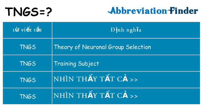 tngs hiện những gì đứng cho