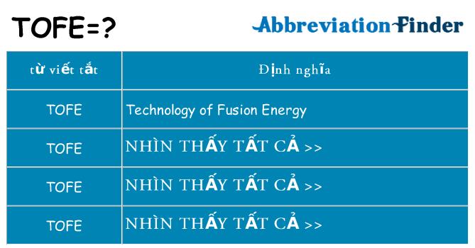 tofe hiện những gì đứng cho