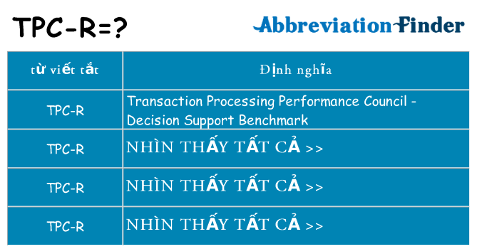 tpc-r hiện những gì đứng cho